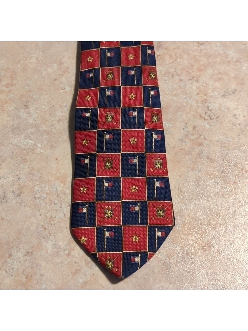 Tommy Hilfiger Tie Mens Flag Star Golf Clubs Red Blue Gold